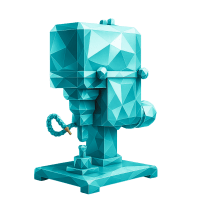 Low-poly 3D Emerson Electric (EMR) stock icon with a stylized automation node, symbolizing utilities and energy.