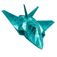 Low-poly 3D Northrop Grumman (NOC) stock icon with a stylized aircraft, symbolizing transportation and logistics.