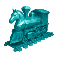 Low-poly 3D Norfolk Southern (NSC) stock icon with a stylized train, symbolizing transportation and logistics.