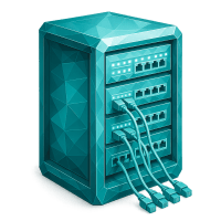 Low-poly 3D Arista Networks (ANET) stock icon with a stylized network switch, symbolizing technology and software.
