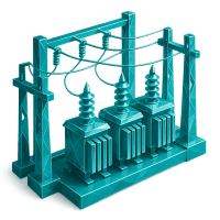 Low-poly 3D National Grid (NGG) stock icon with a stylized power pylon, symbolizing utilities and energy infrastructure.
