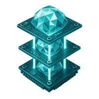 Low-poly 3D Monolithic Power Systems (MPWR) stock icon with a stylized power chip, symbolizing utilities and energy.