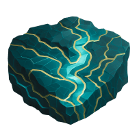 Low-poly 3D OceanaGold (OGC.TO) stock icon with a stylized gold nugget, symbolizing commodities and metals.