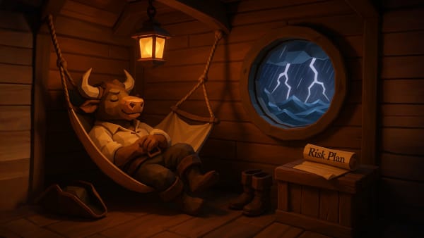 Low-poly bull earning a market-knowledge badge, representing understanding financial markets, products, and asset classes.