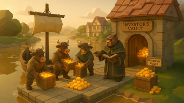 Low-poly bull watching volume bars and breakouts, representing technical signals, momentum, and trading confirmations.