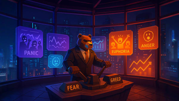 Low-poly bull reviewing broker statements and receipts, representing recordkeeping, reporting, and tax documentation for investors.