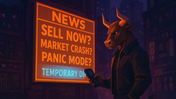 Low-poly bull reading a “rules” scroll beside market icons, representing financial regulation, trading rules, and compliance.