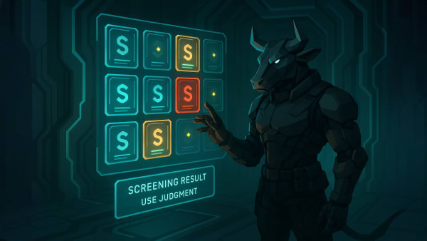 Low-poly bull tracking sentiment signals on a dashboard, representing market psychology, momentum, and news-driven moves.