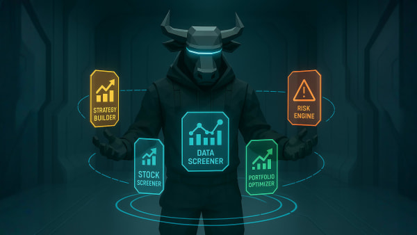 Low-poly bull holding a plan while ignoring noise, representing staying disciplined during news volatility and market swings.