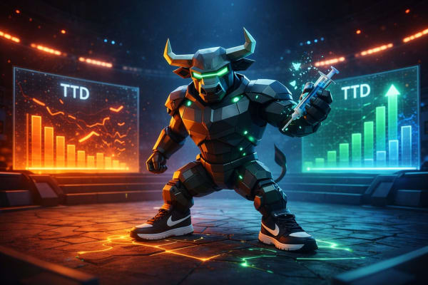 Low-poly bull warrior in a futuristic arena symbolizing stock market comebacks in 2026