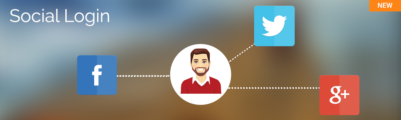 Now supports social login for facebook, twitter and google