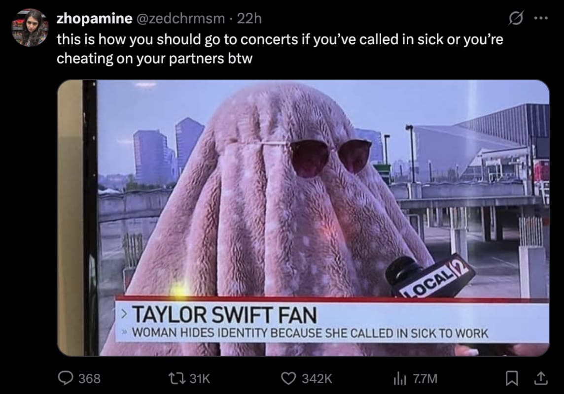 this is how you should go to concerts if you’ve called in sick or you’re cheating on someone