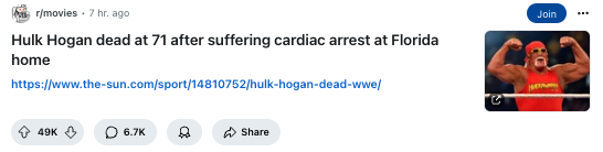 Hulk Hogan dead at 71 after suffering cardiac arrest at Florida home