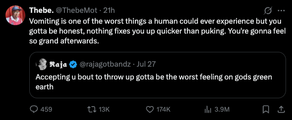 Vomiting is one of the worst things...
