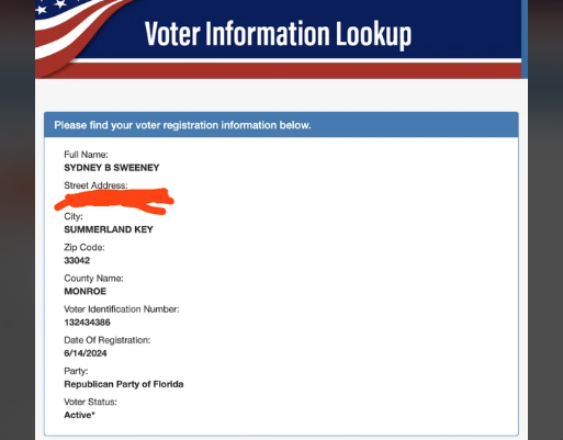 Sydney Sweeney Registered as Florida Republican in June 2024 Amid Ad Controversy