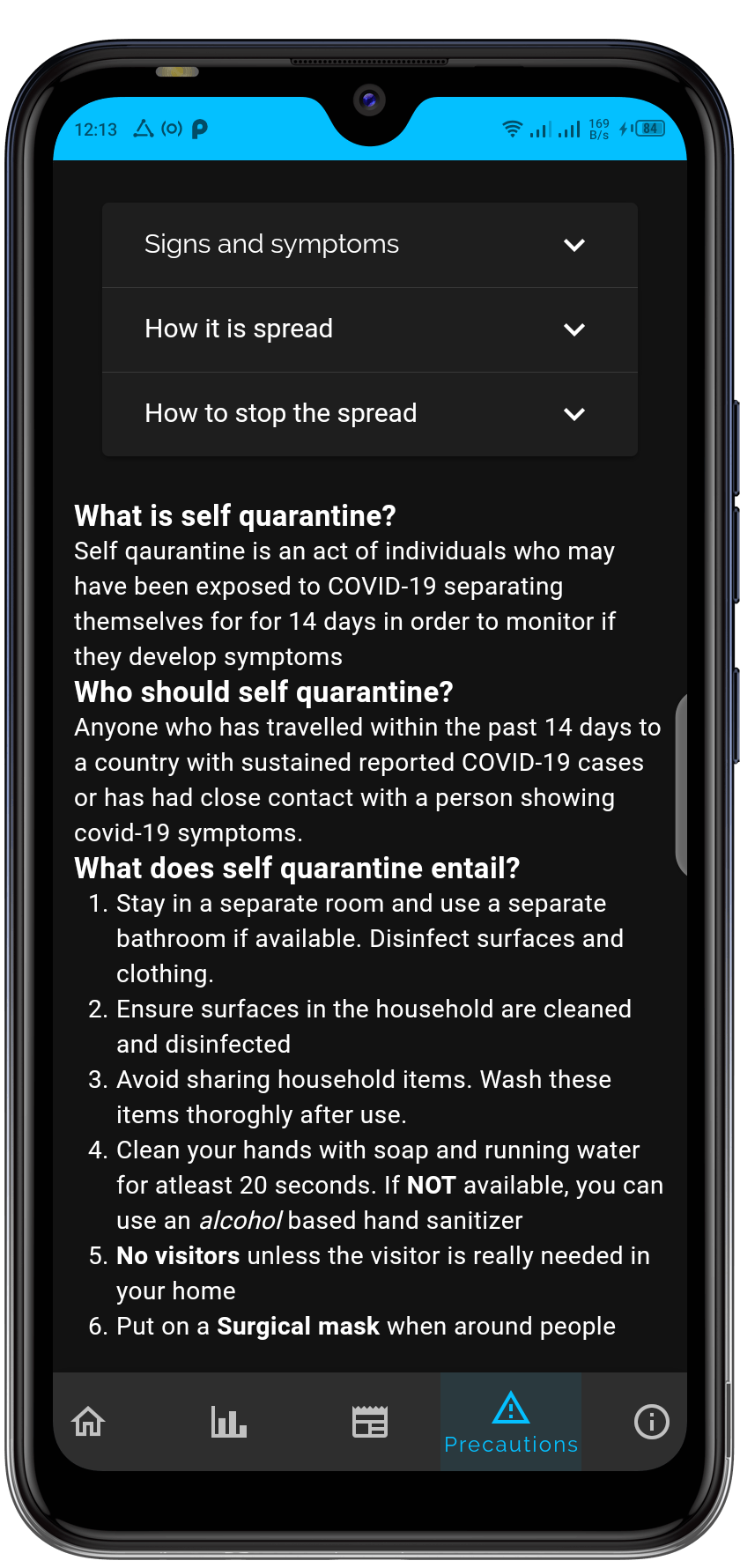 Precautions Page