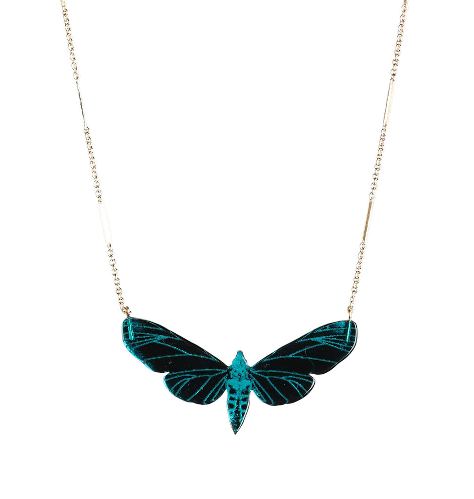 Dynasty Jewellery Large Teal Moth Pendant