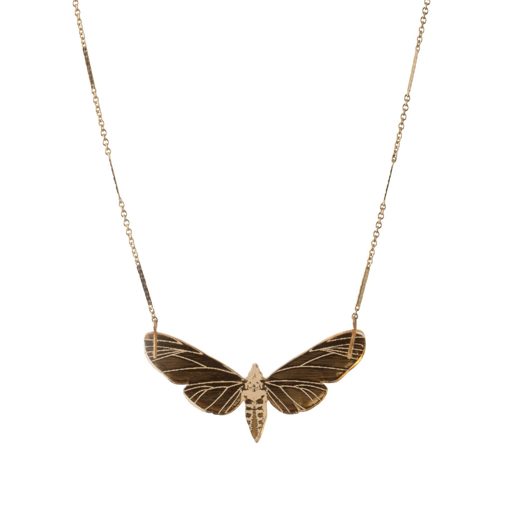 Dynasty Jewellery Large Gold Moth Pendant Necklace