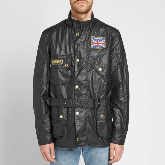 barbour international union jack jacket black