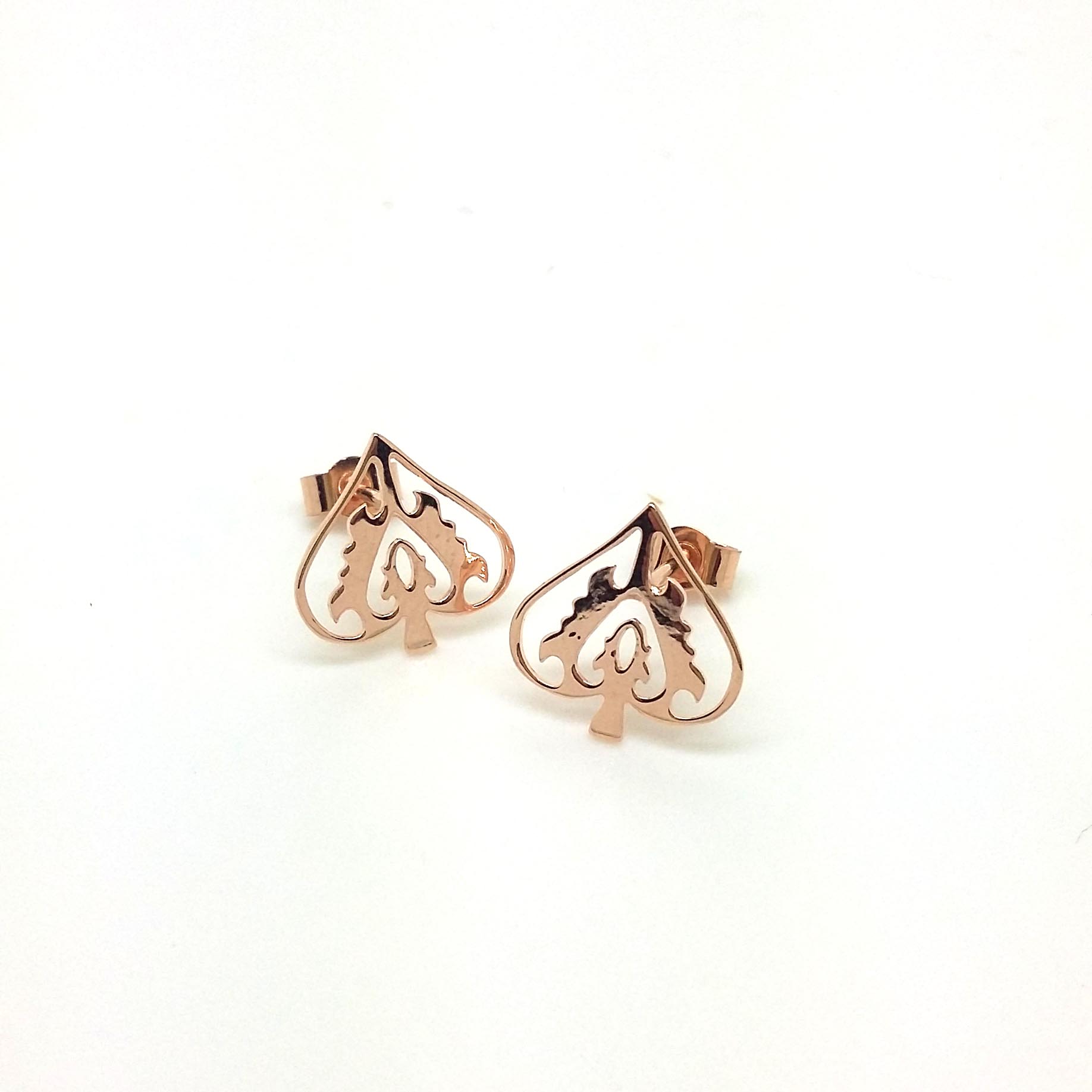 Rose Gold Ace of Spade Studs