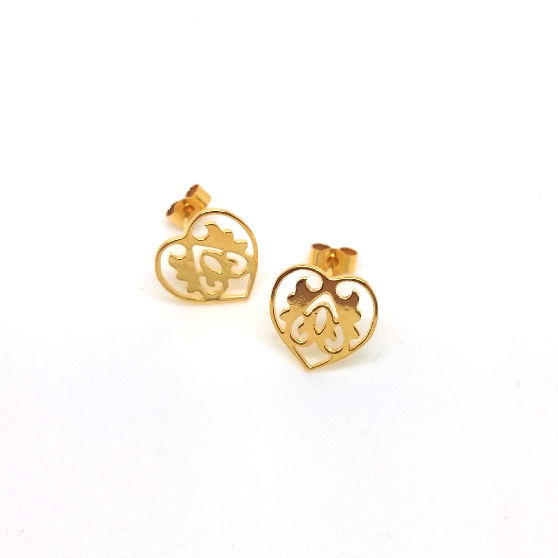 Gold Ace of Heart Studs