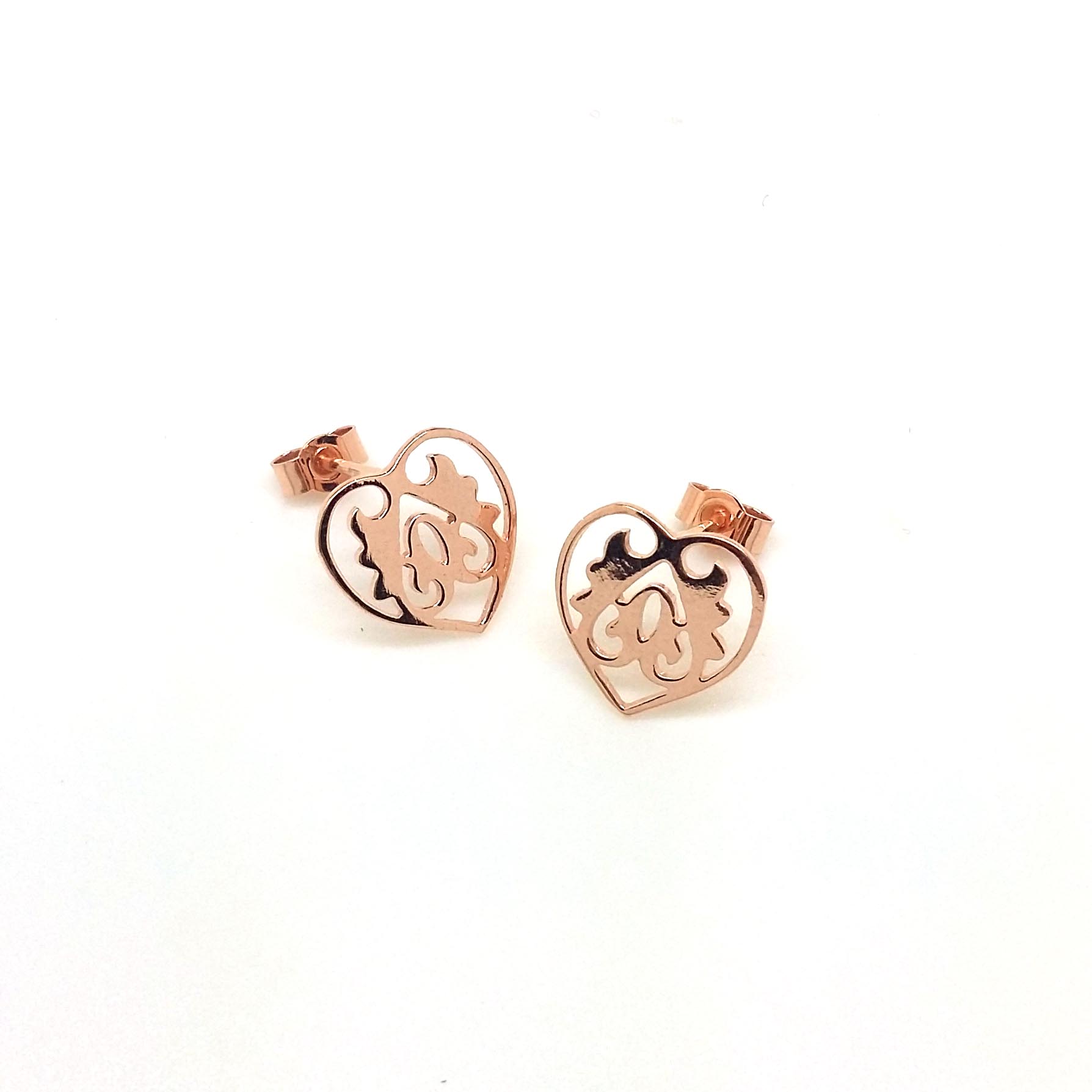 Blackbird London Rose Gold Ace of Heart Studs