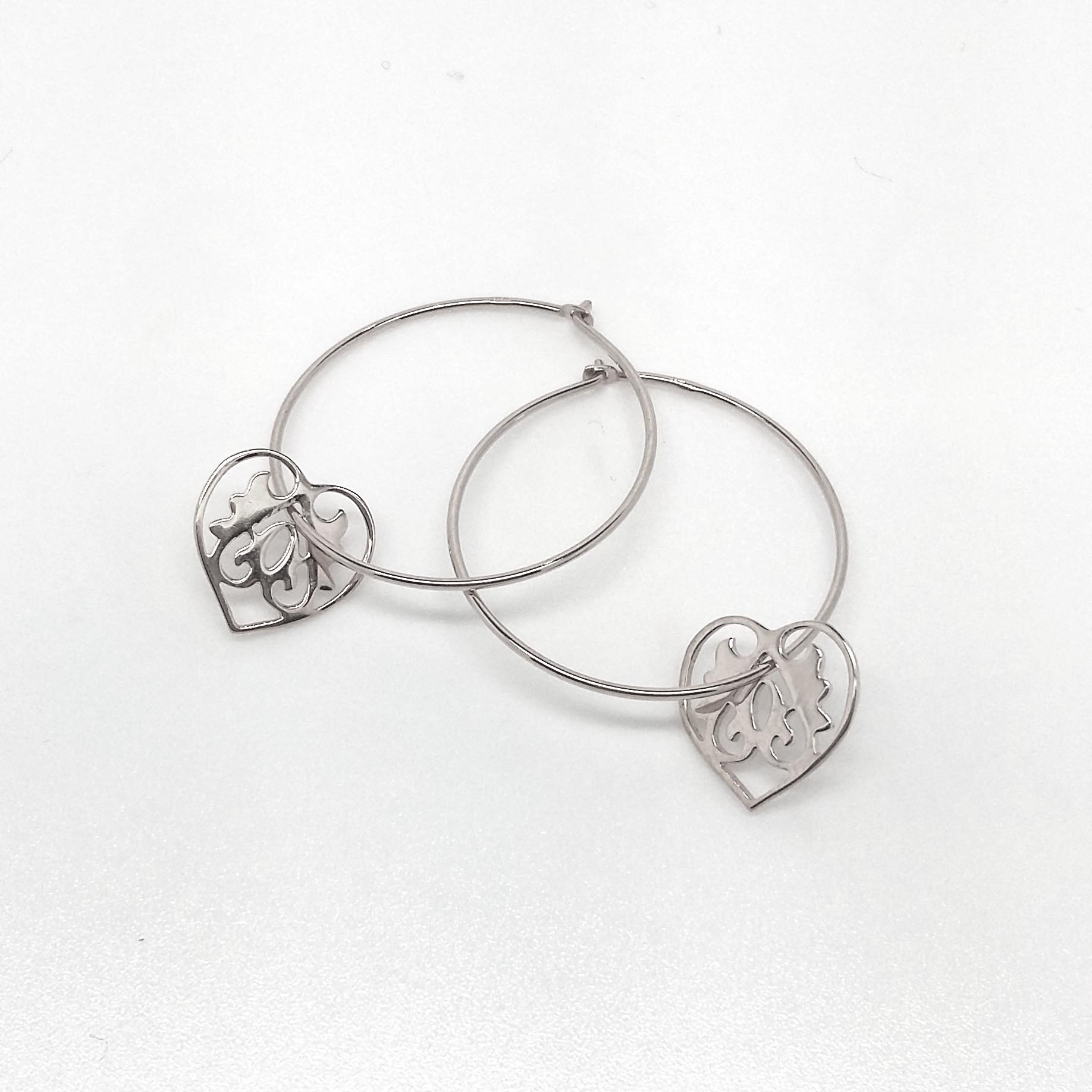 Silver Ace of Heart Hoops