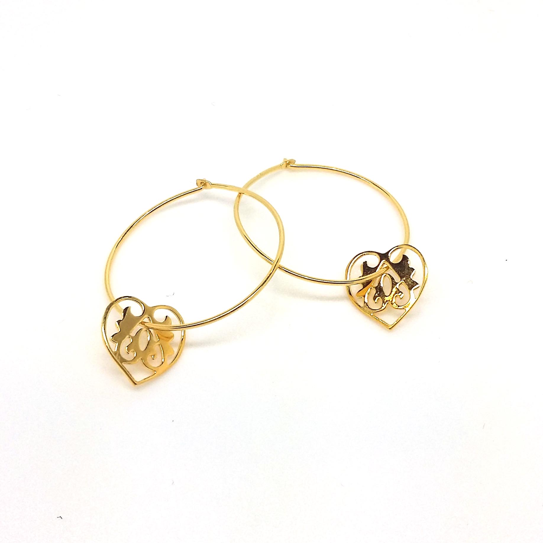 Gold Ace of Heart Hoops