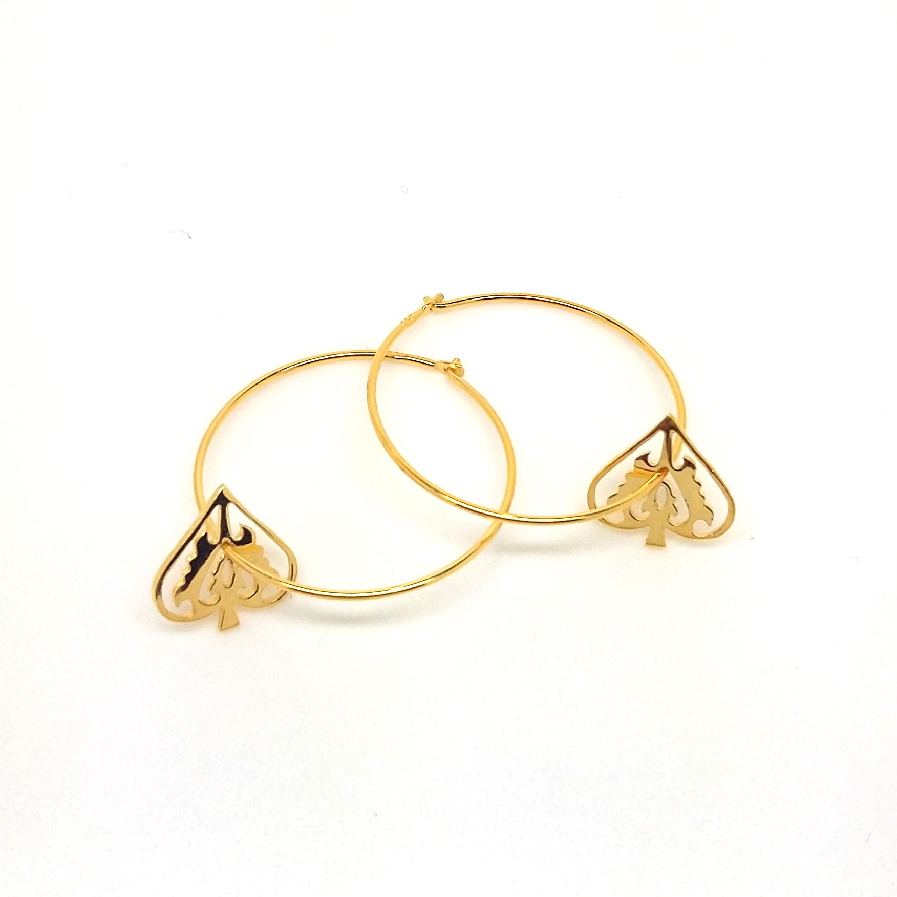 Gold Ace of Spade Hoops