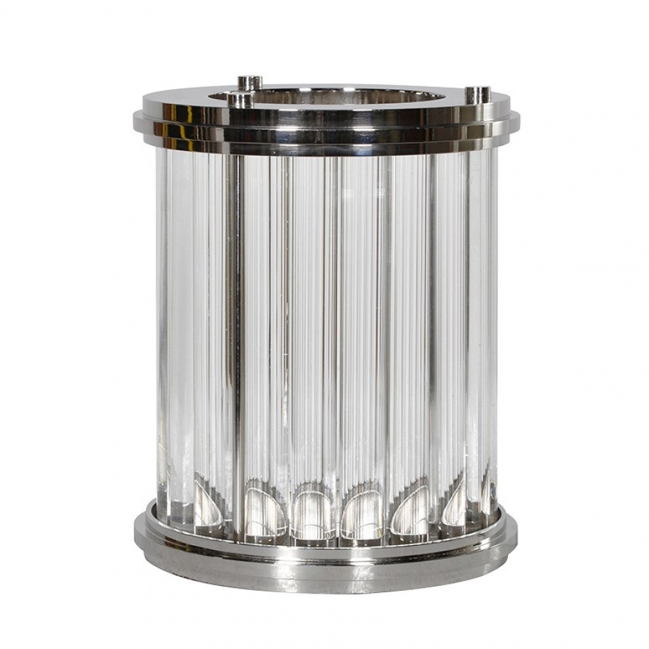 Barnbury Home Gatsby Nickel & Crystal Rod Hurricane Candle Holder