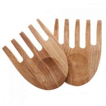 Sagaform Oval Oak Serving Hands Salad Servers