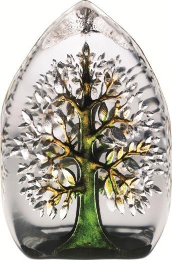 Mats Jonasson Målerås  Small Green and Yellow Tree of Life Crystal Sculpture