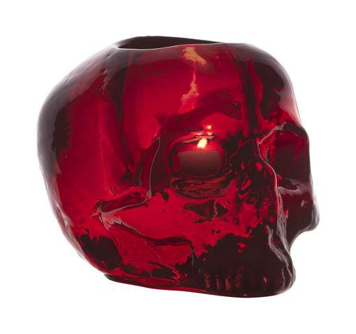 Kosta Boda  Red Skull Votive Candle Holder  