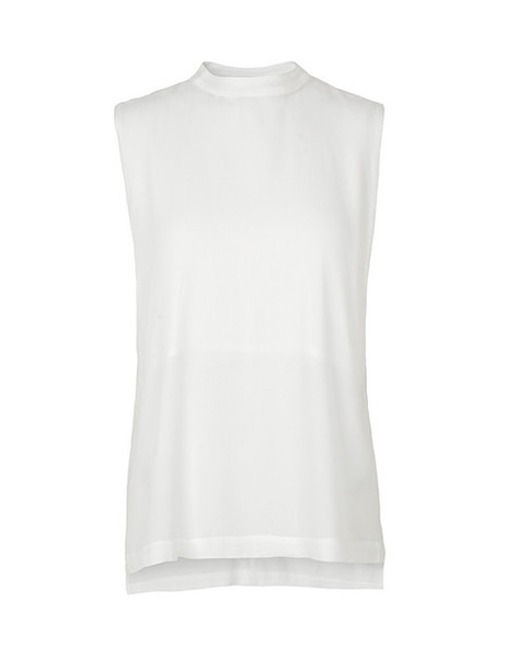 mbyM White Graphic Sleeveless High Neck Blouse