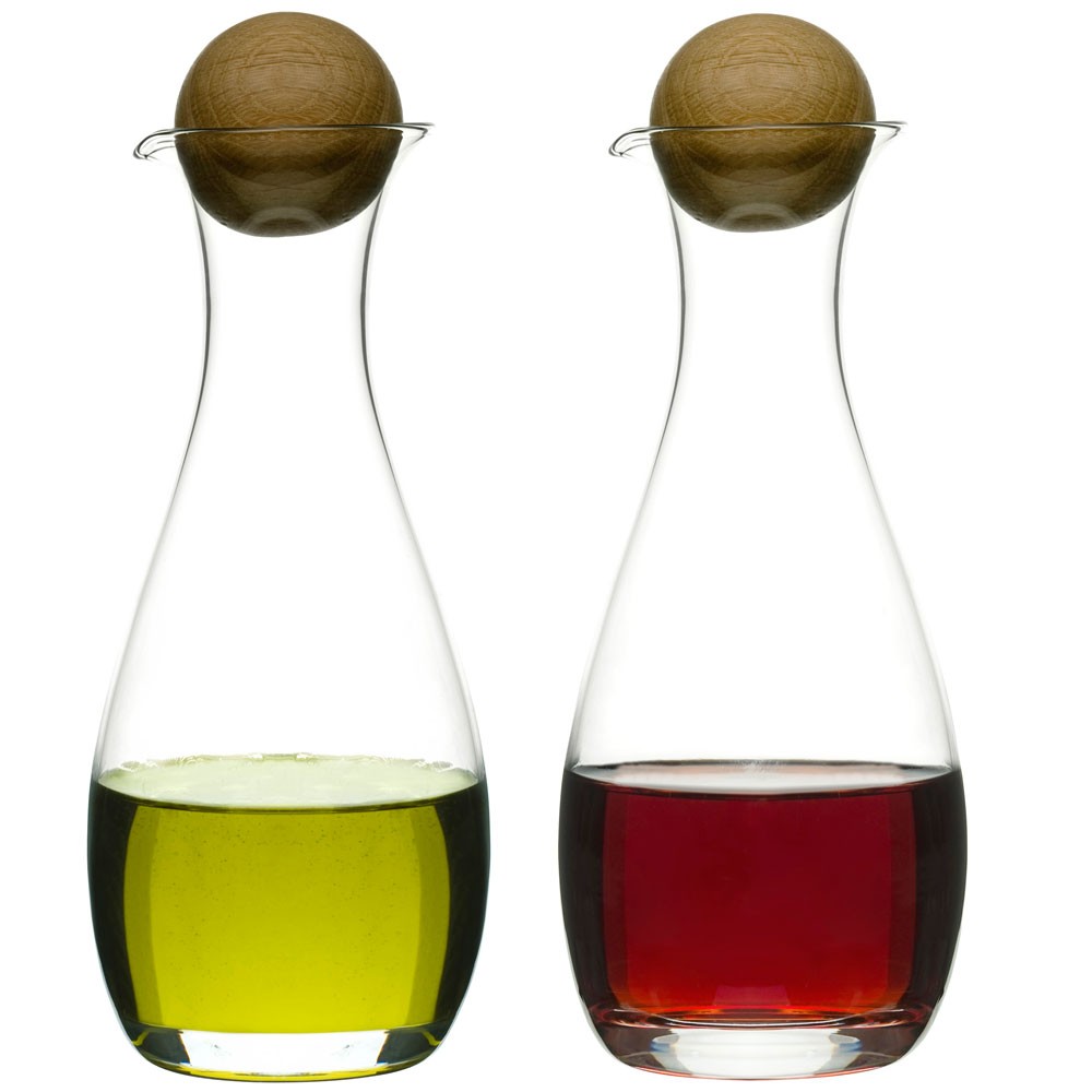 Sagaform Oval Oak Oil and Vinegar Bottles with Oak Stoppers