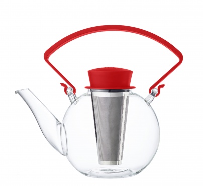 QDO Glass Teapot Red Handle