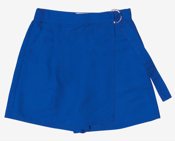 Among Blue Buckle Belt Wrap Shorts