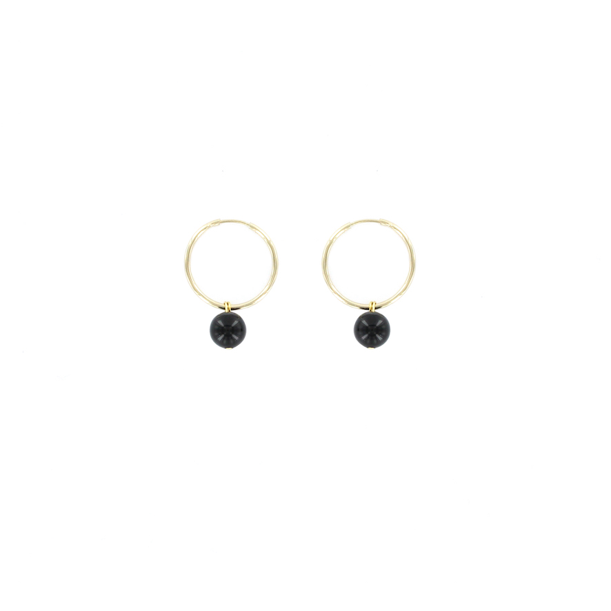 Justine Clenquet Joan Hoops with Black Swarovski Pearls