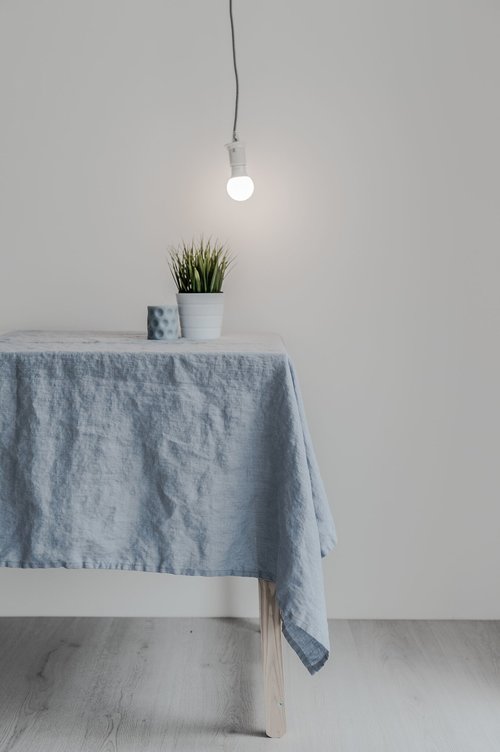 Swedish House Ice Blue Linen Tablecloth