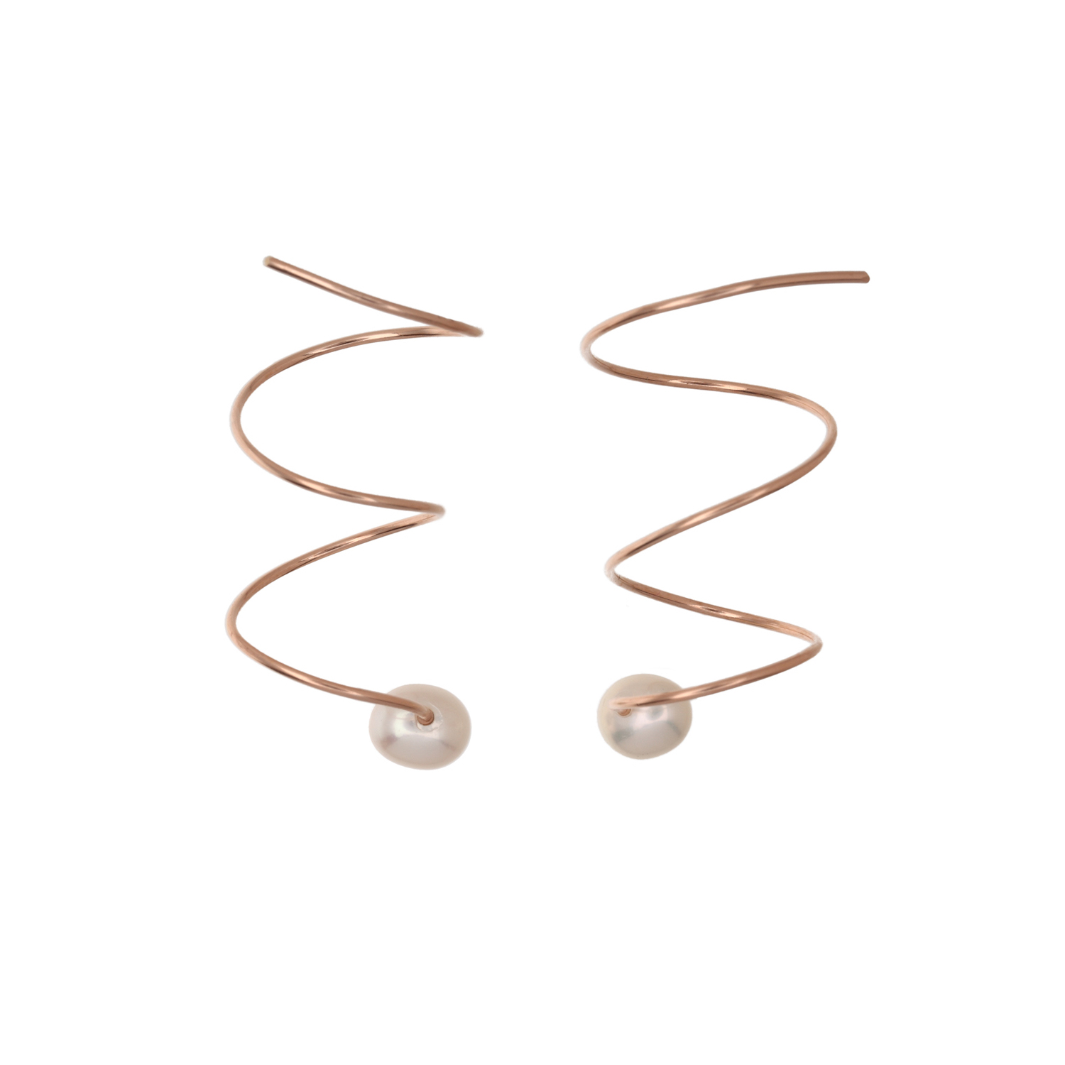 Dynasty Jewellery Rose Gold Spiral Pearl Earrings