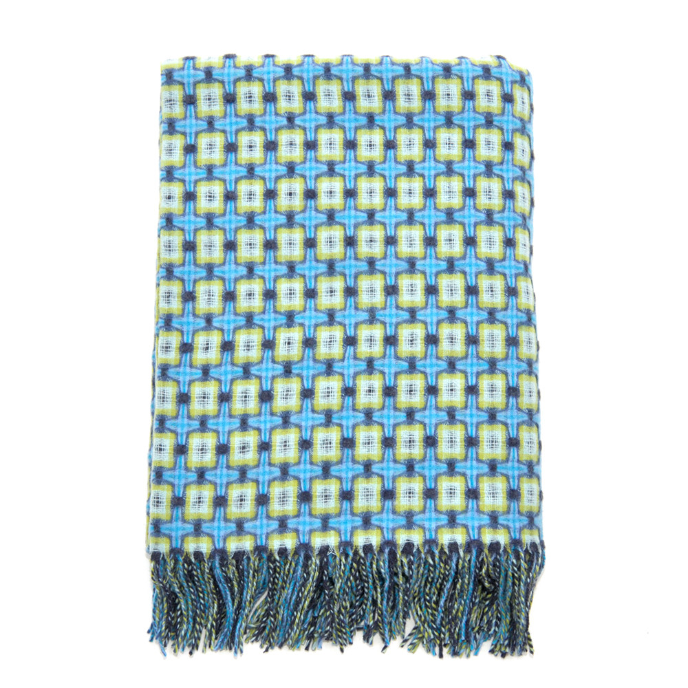 Paulette Rollo Indigo & Lime Basket Weave Throw