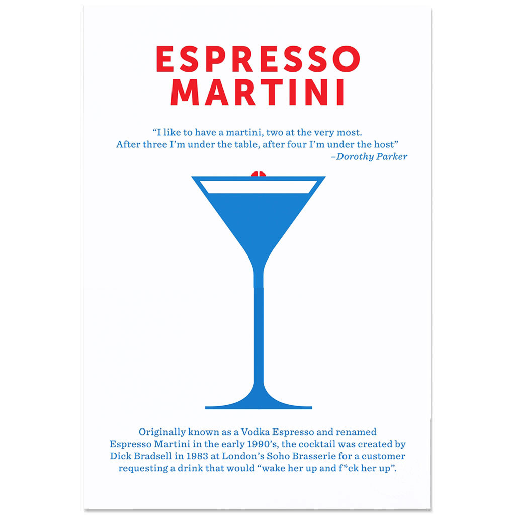 Crispin Finn Espresso Martini Cocktail Screen Print 