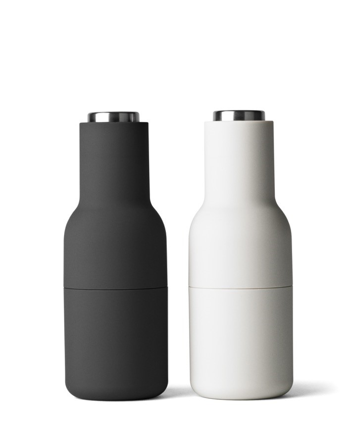 Menu Ash & Carbon BOTTLE GRINDERS with Stainless Steel Tops (set of 2)
