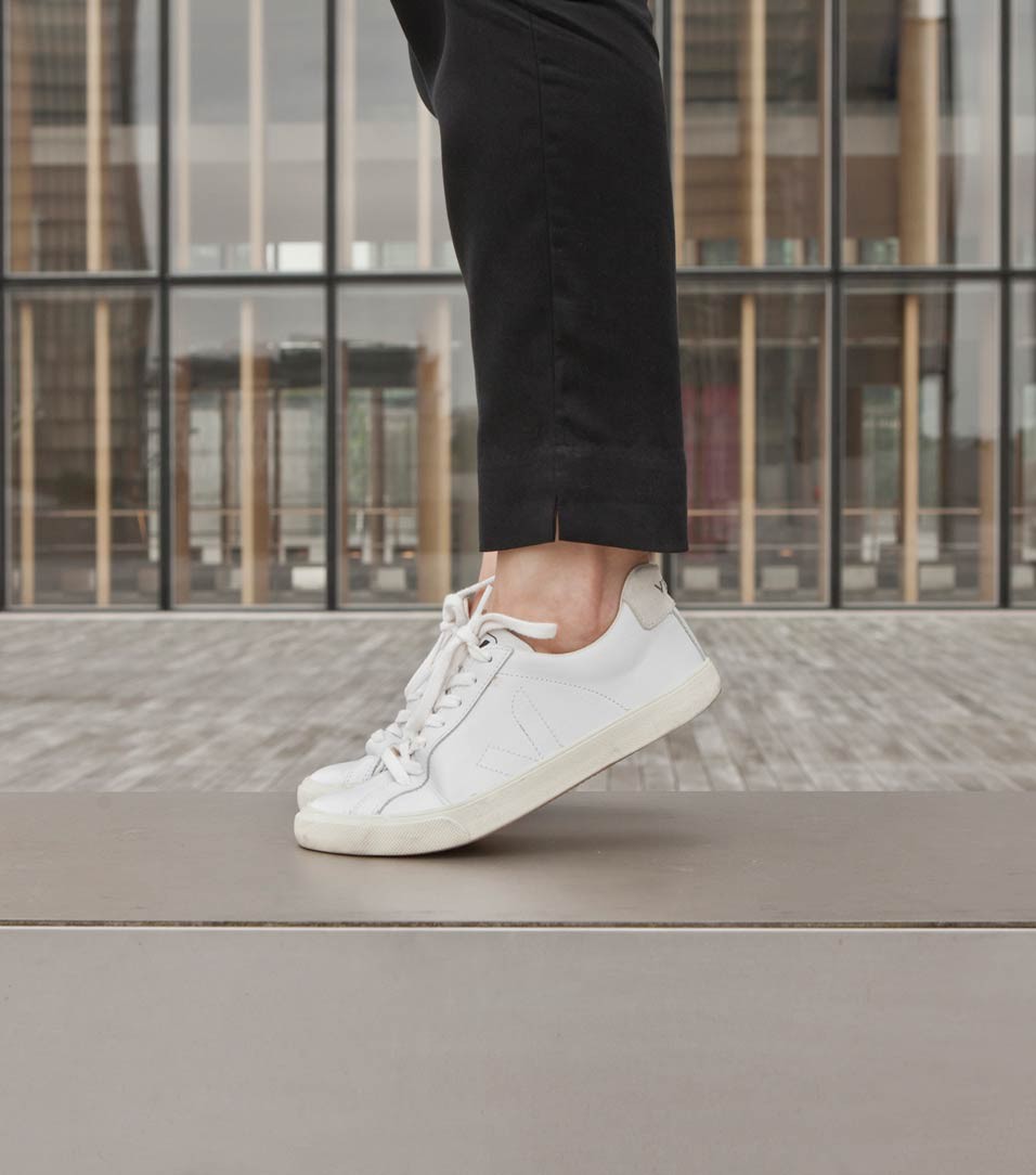 esplar white leather trainers