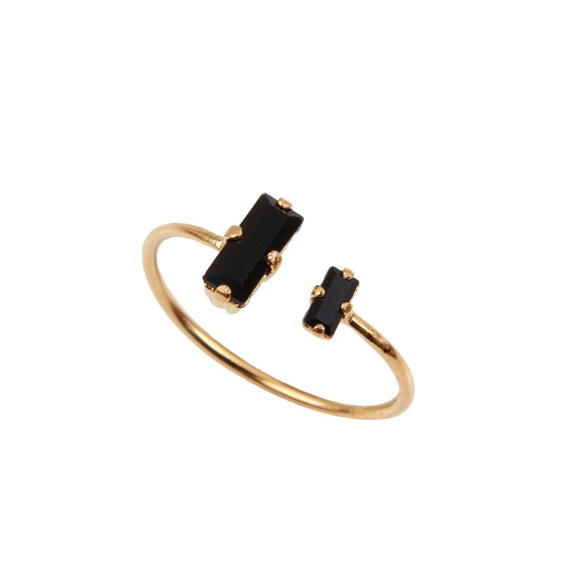 Caroline Najman Open Gold Ring with Black Diamond