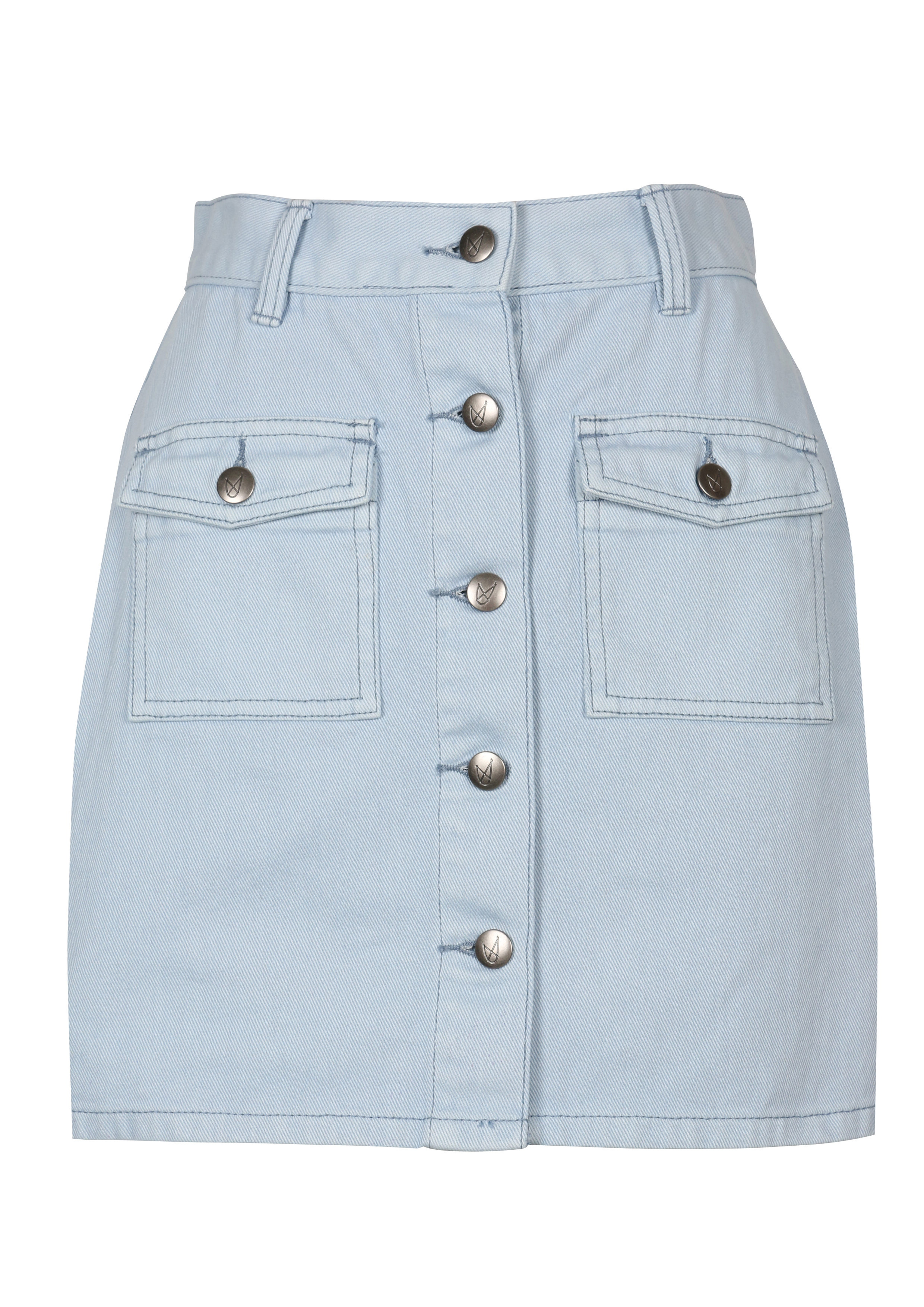 Trouva: MinkPink A-line Blue Buttoned Denim Skirt