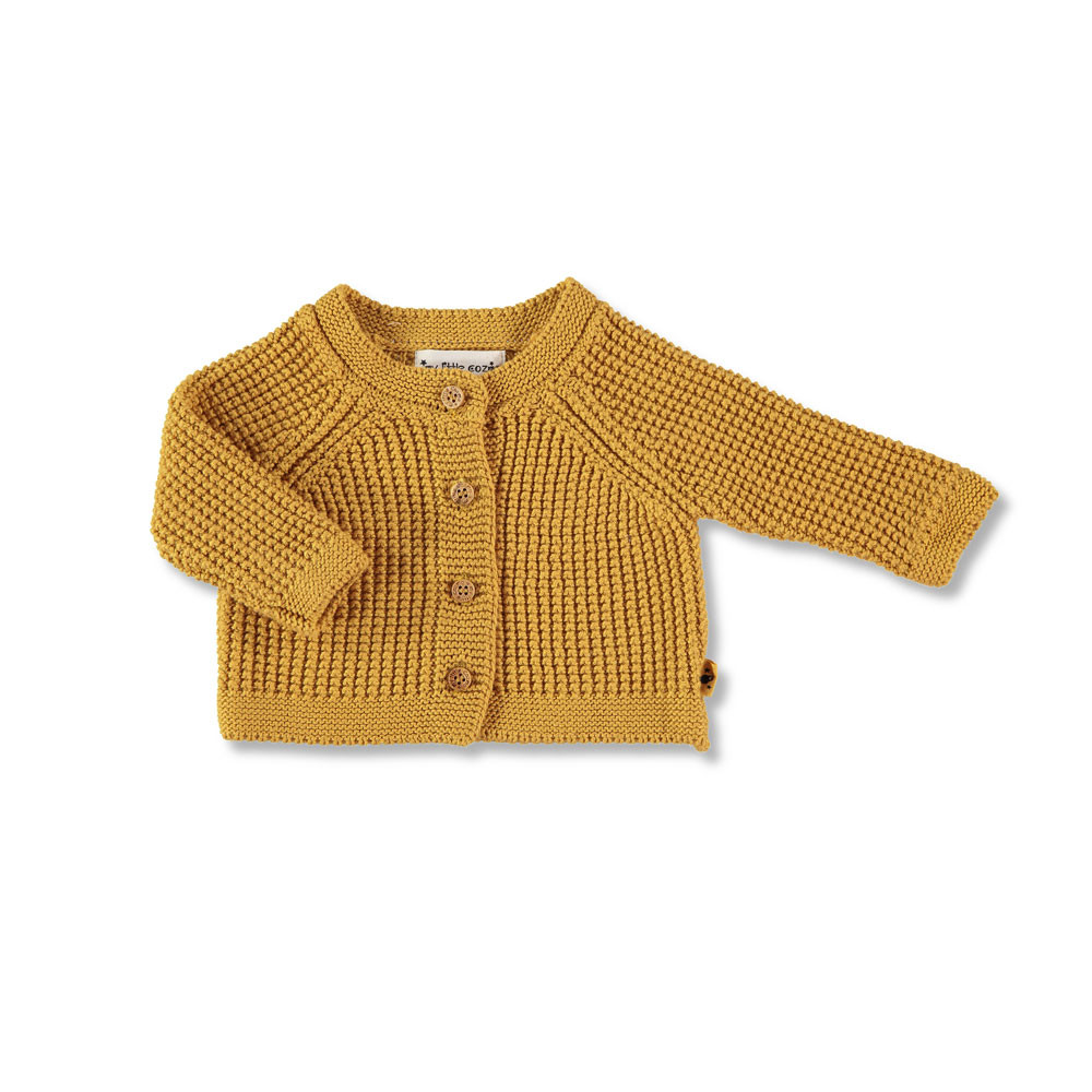 Trouva: My Little Cozmo Mustard Bubble Stitch Cardigan