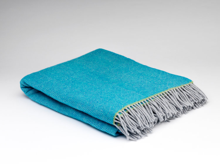 Barnbury Home Turquoise Balmoral Herringbone Throw