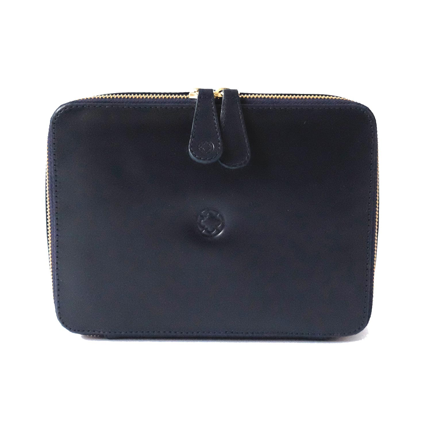 La Portegna  Navy Leather Wash Case Toiletry Bag