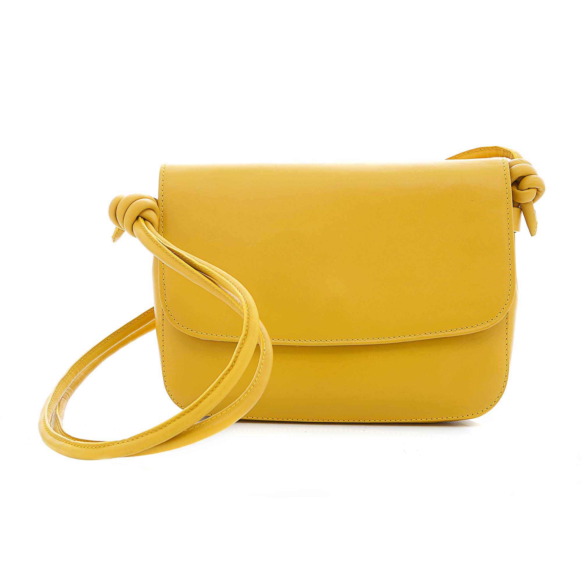 La Portegna  Lucia Mustard Leather Handbag